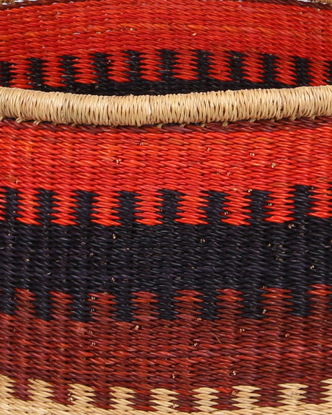NANA: Medium Orange, Black and Brown Floor Storage Basket with Handles