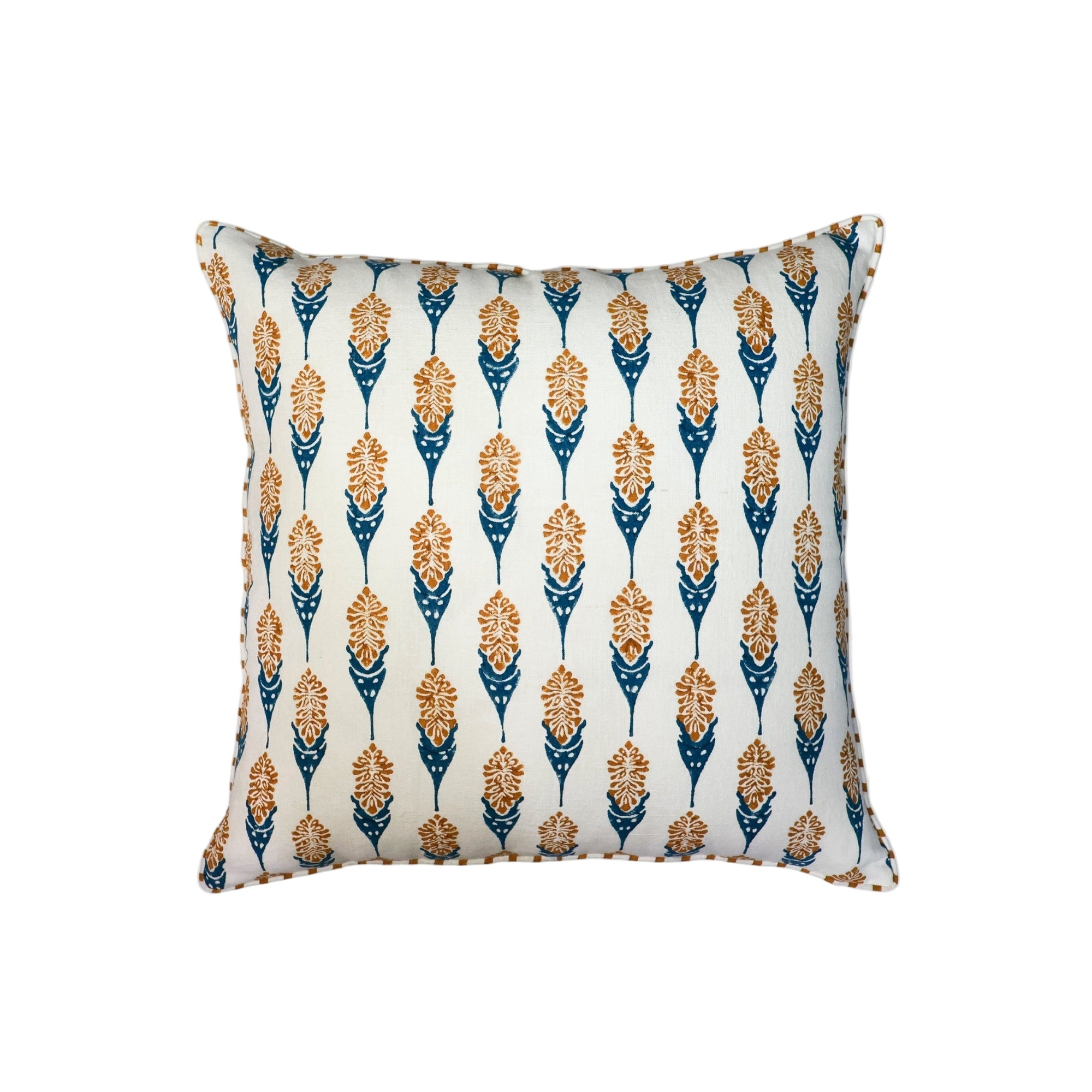 Bahaar Throw Pillow Cover - Mustard & Blue
