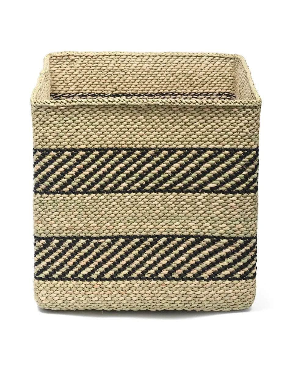 SAIDA: Black & Natural Square Storage Baskets