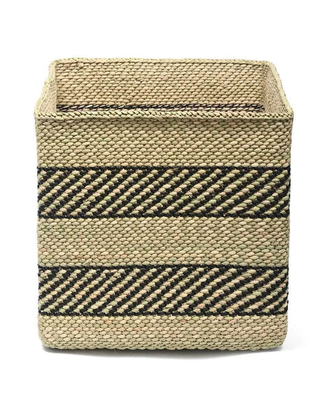 SAIDA: Black & Natural Square Storage Baskets