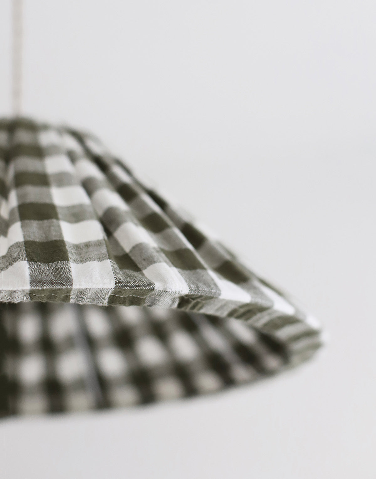Malala Conical Pendant Light in Khaki with Large Check Pattern