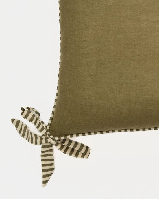 Olive Ribbon Cushion Cover