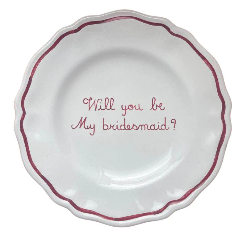 Ceramic "Will You Be My Bridesmaid" Scalloped Plate