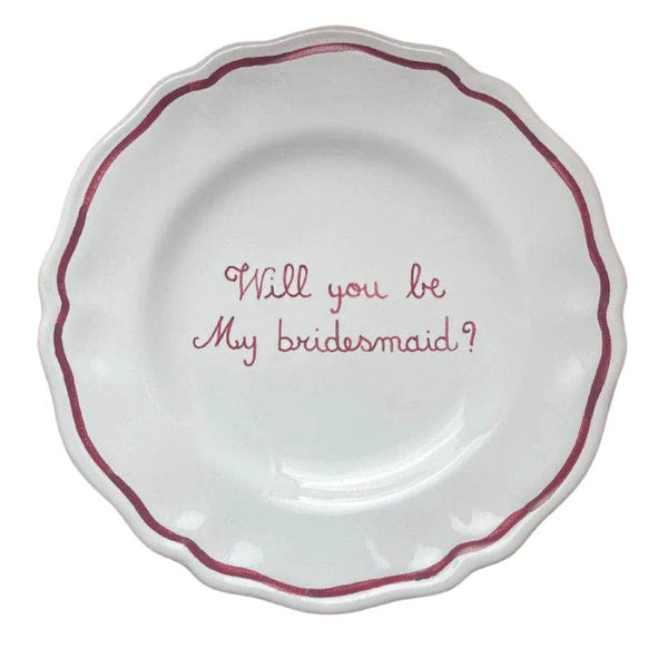Ceramic "Will You Be My Bridesmaid" Scalloped Plate