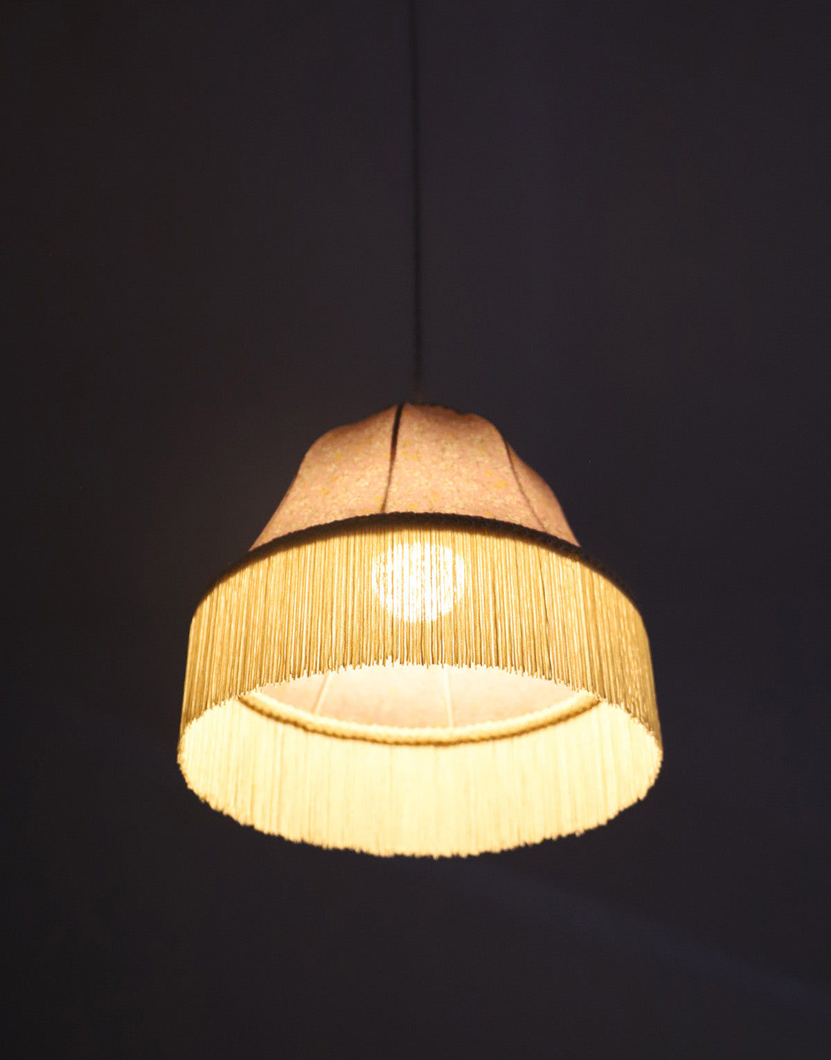 Vintage Bell-Shaped Pendant Light Printed with Fringes