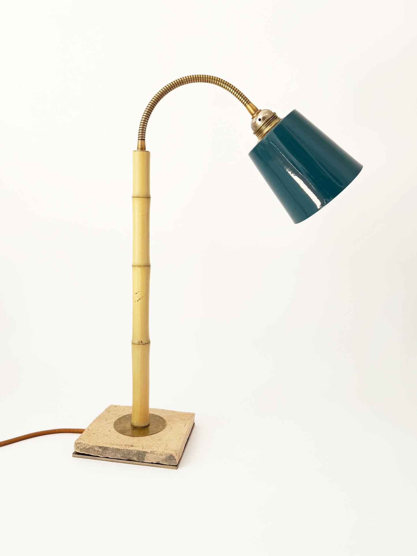 Bamboo and Terracotta Table Lamp - Blue