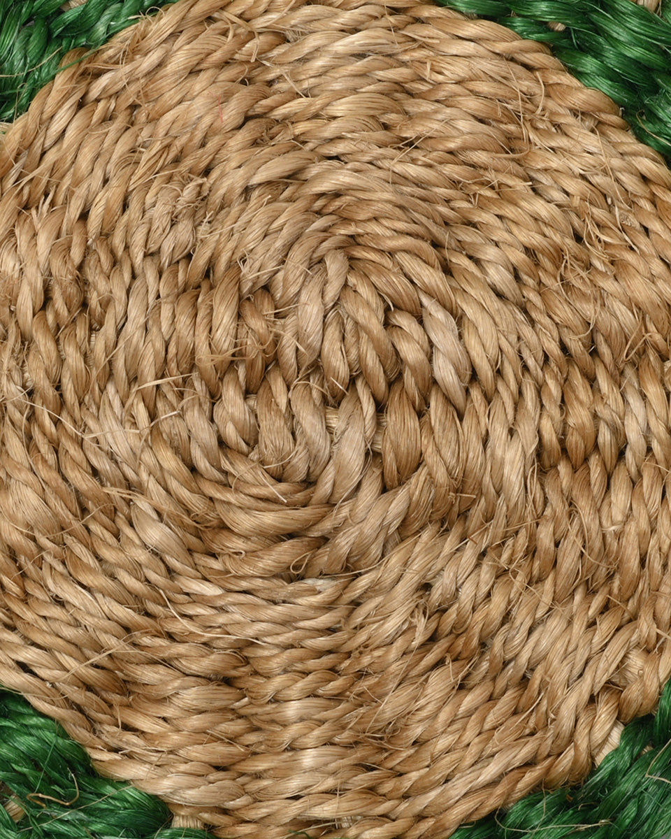 KAMARIA: Green Trim Woven Coaster