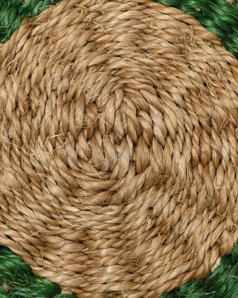 KAMARIA: Green Trim Woven Coaster
