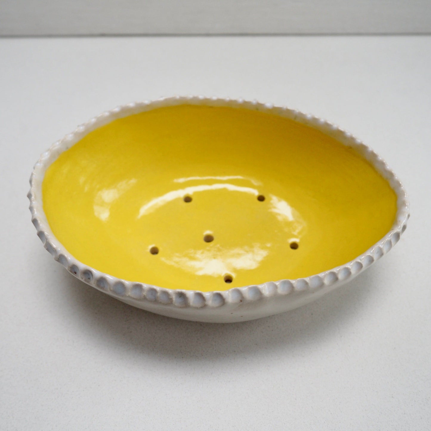 Handmade Yellow Speckled Oval Pottery Soap Dish