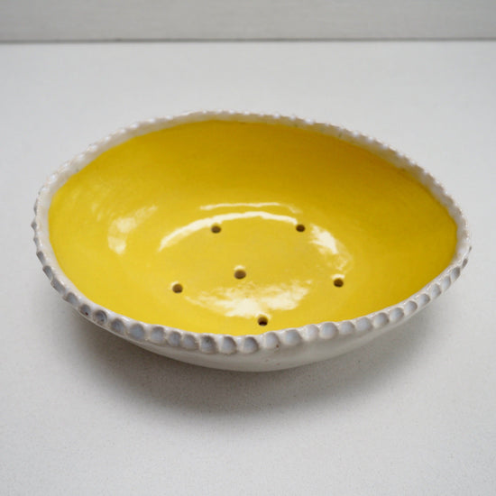 Handmade Yellow Speckled Oval Pottery Soap Dish