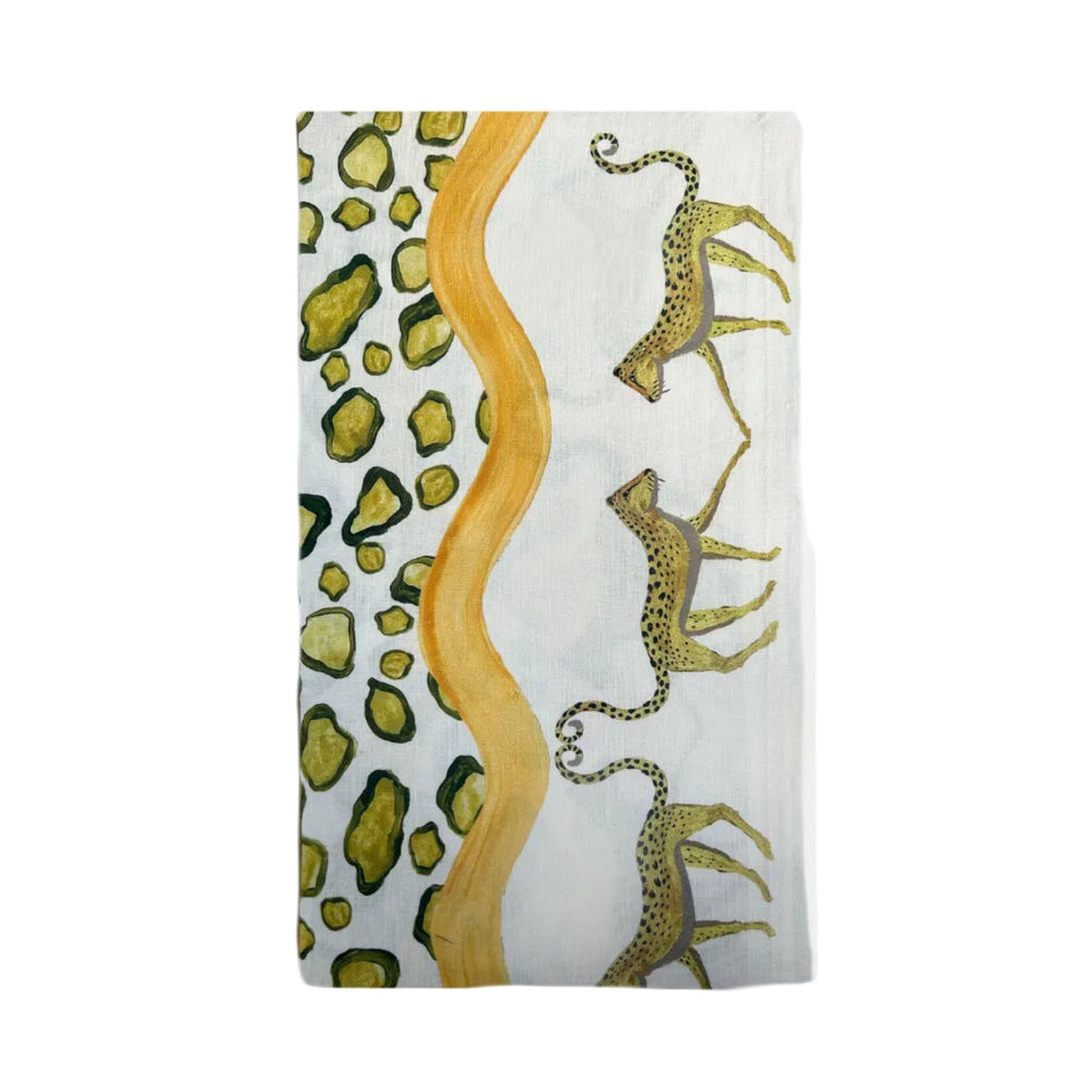 Green Leopard Print Table Linen