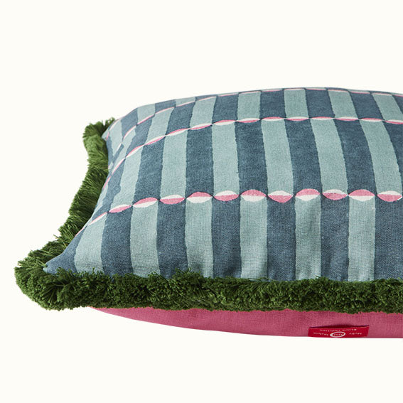 Cushion Brushed Fringe Luna in Blue Pink