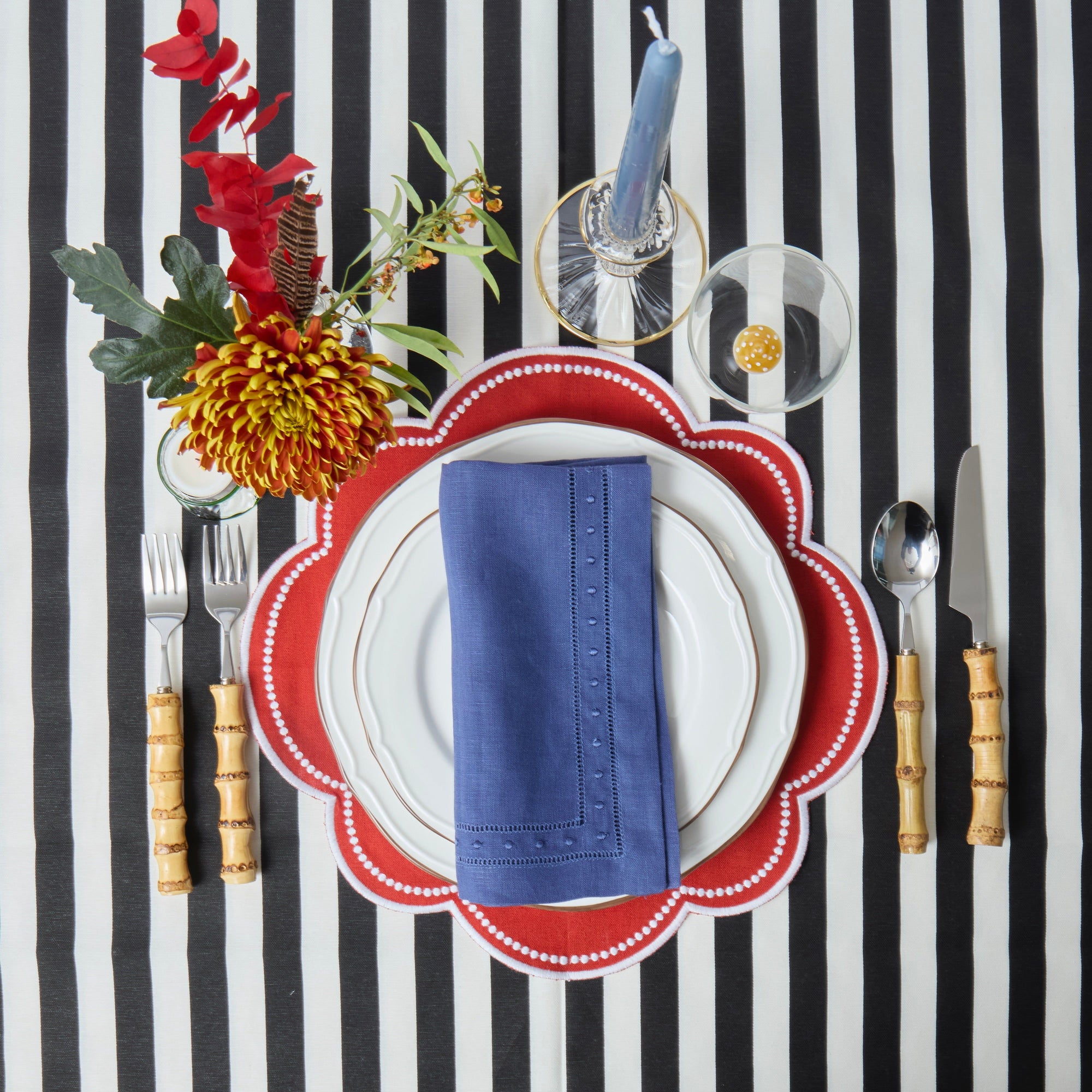 Dark Blue Bobbin Napkins (set of 4)