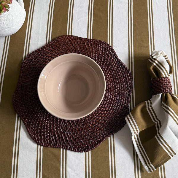 Murano Stripe Cotton Napkin - Bronzed Oak