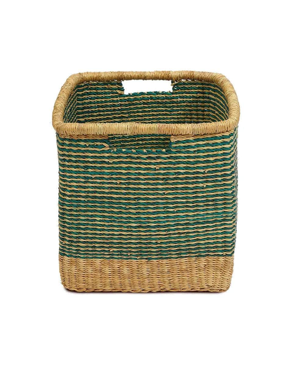 EFFIA: Green Striped Square Storage Basket