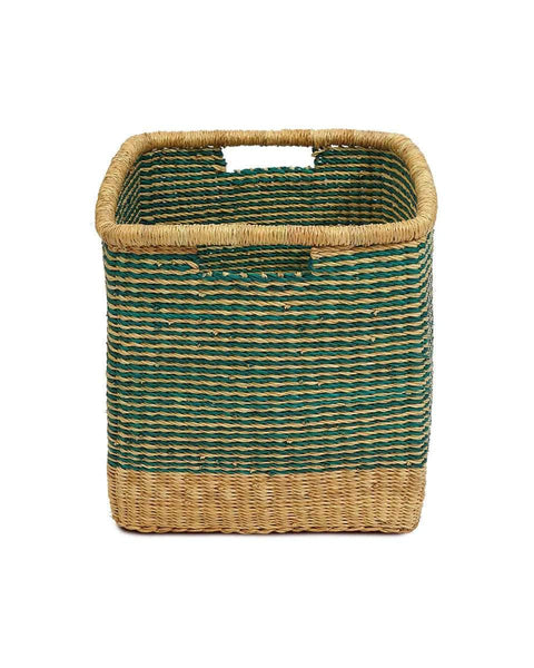 EFFIA: Green Striped Square Storage Basket