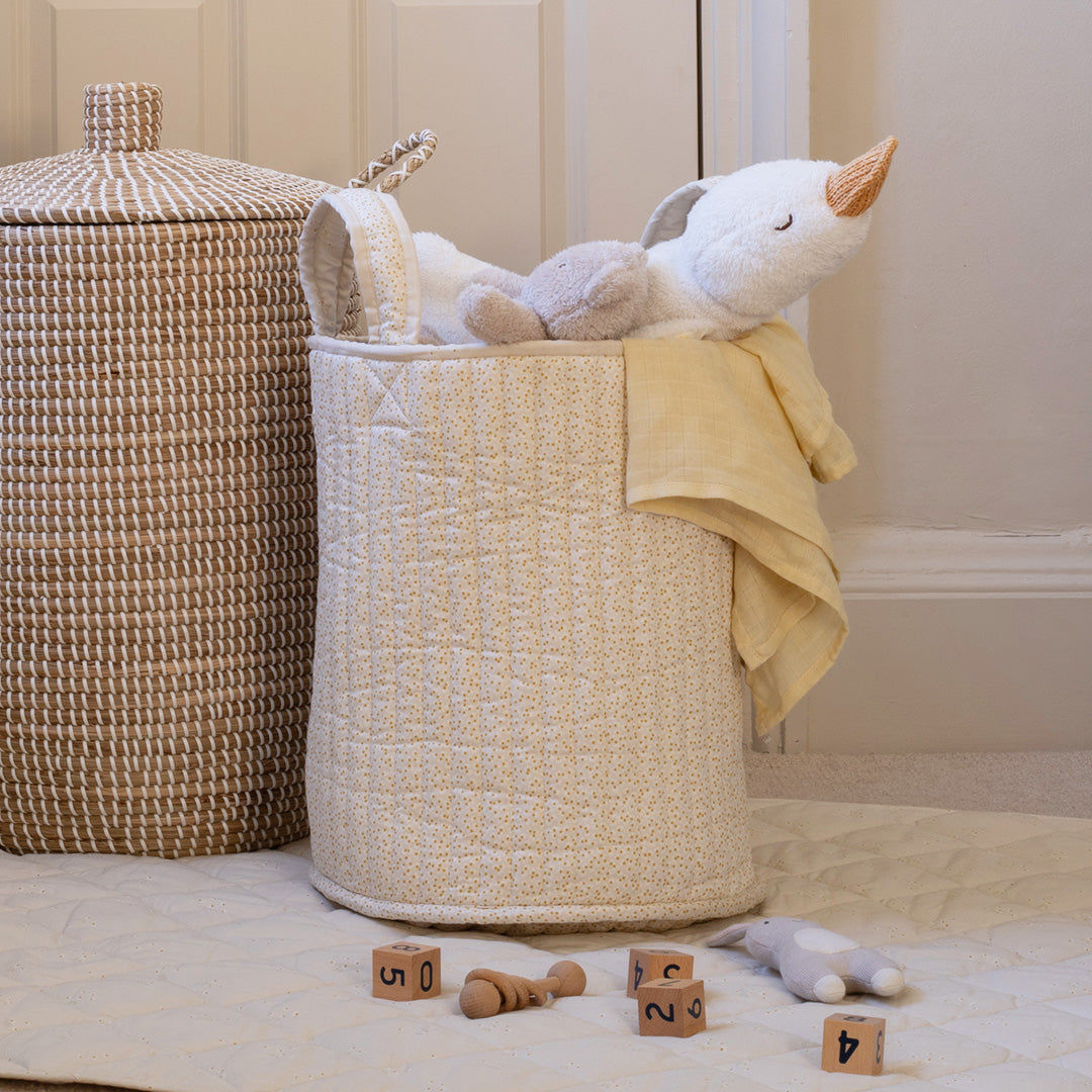 Large Quilted Storage Basket - Wild Chamomile / Daisy Meadow