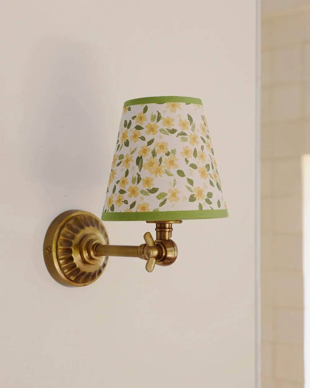 Primrose, Calico Candle Lampshade, Green Trim