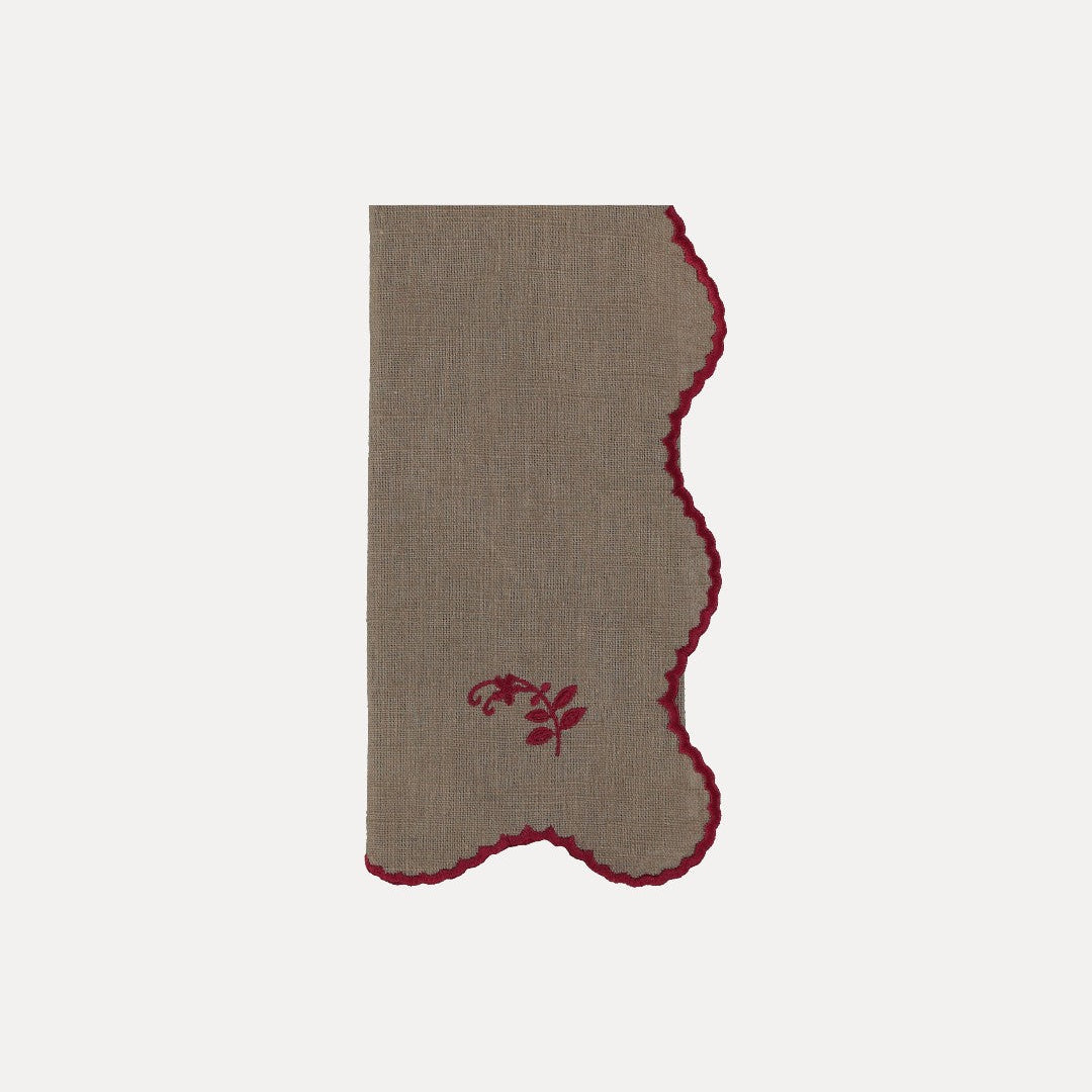 Jasmim Napkin, Brown with Burgundy