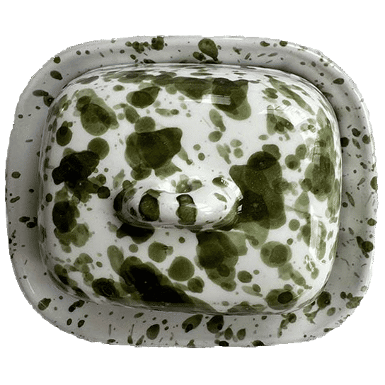 Mini Green Splatter Butter Dish
