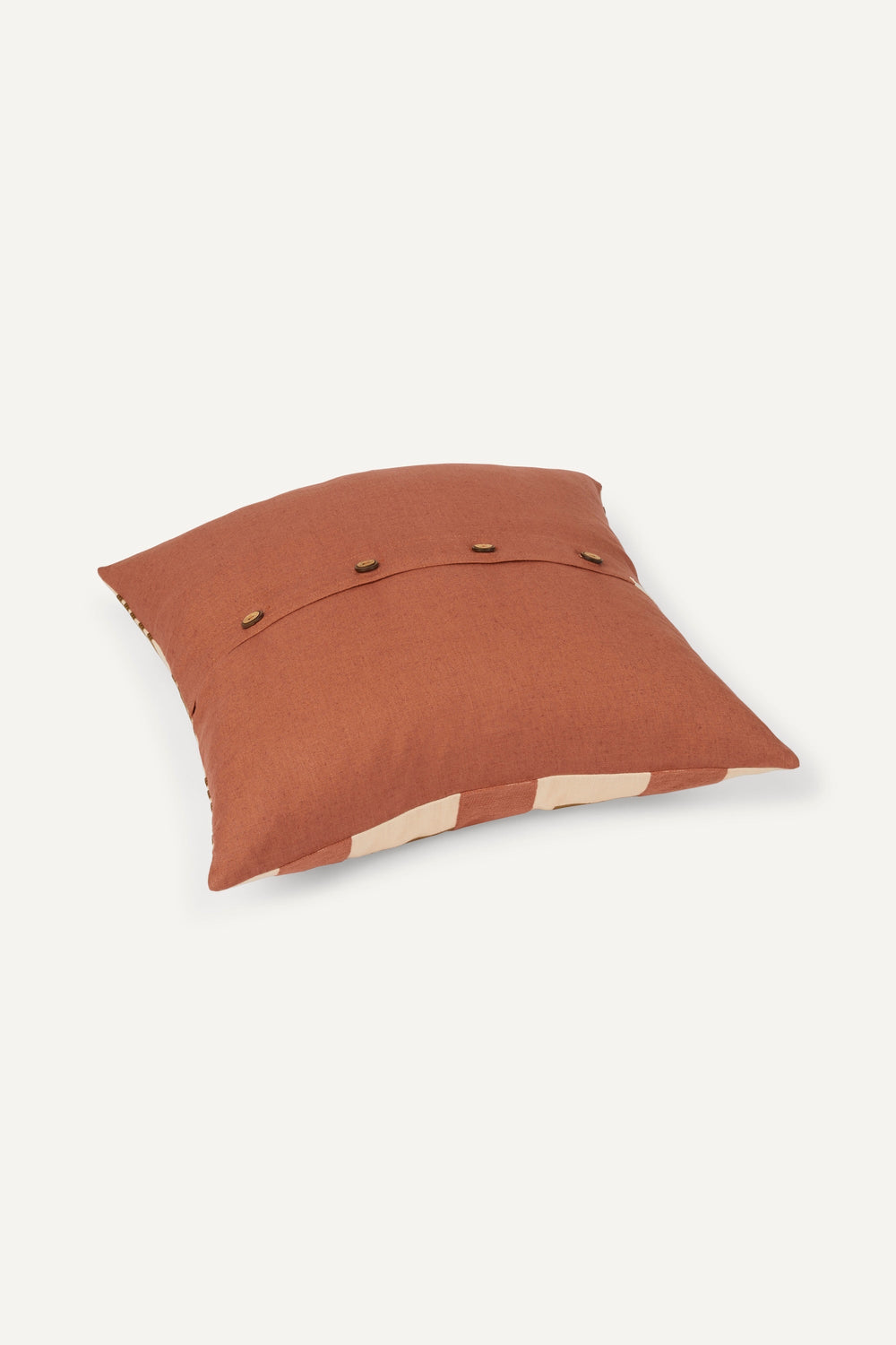 Embroidered Cushion Cover - Brick Red & Yellow