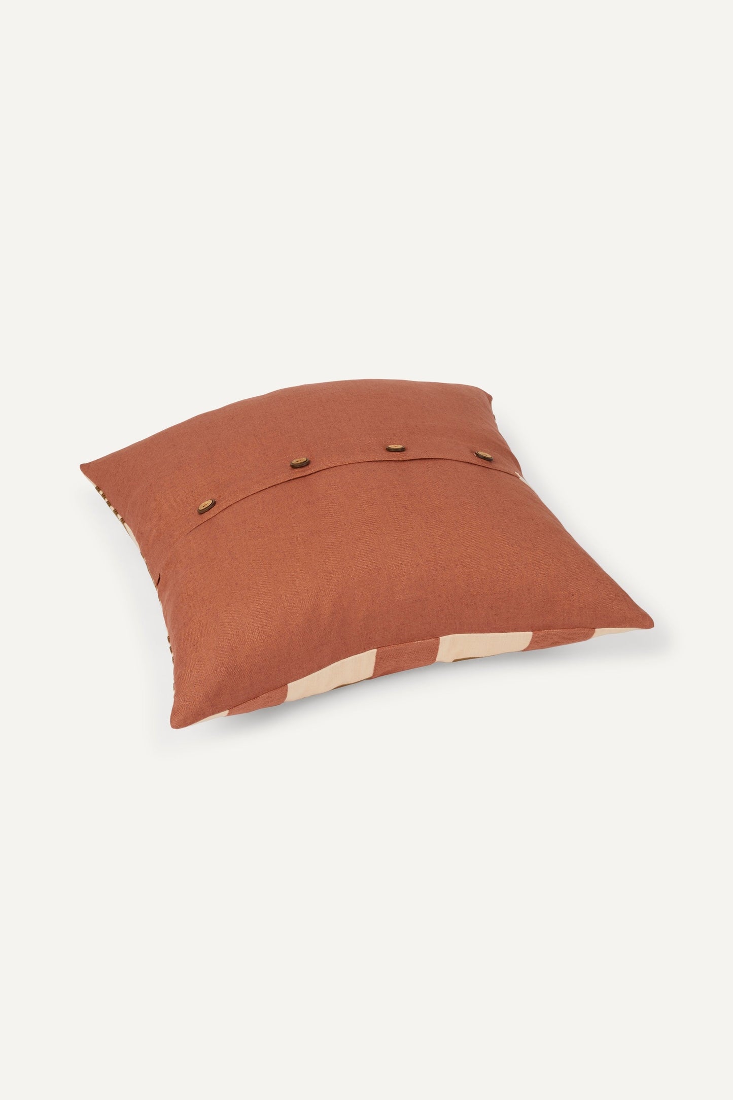 Embroidered Cushion Cover - Brick Red & Yellow