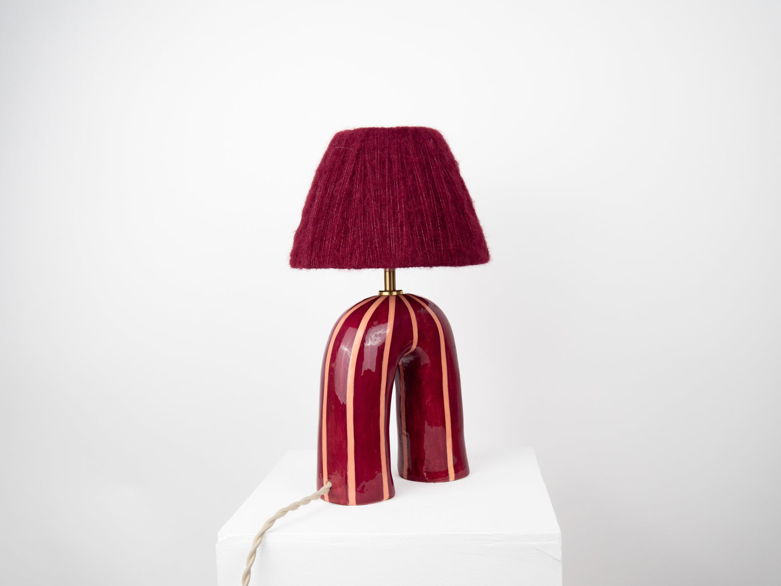 'You' Table Lamp - Maroon Stripes