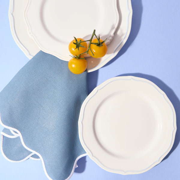 Blue Wave Napkins With White Embroidered Edge (set of 4)