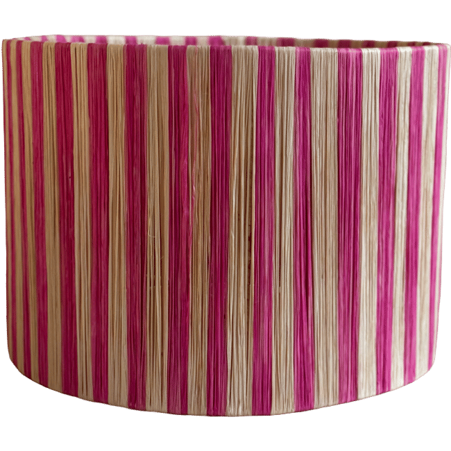 Pink Striped Raffia Lampshade