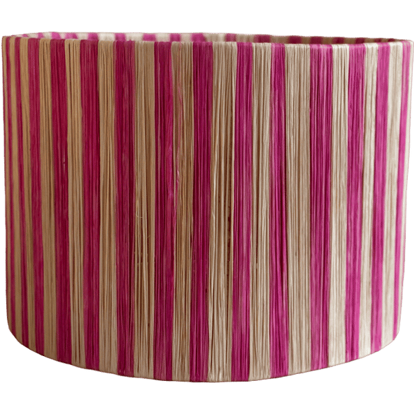 Pink Striped Raffia Lampshade
