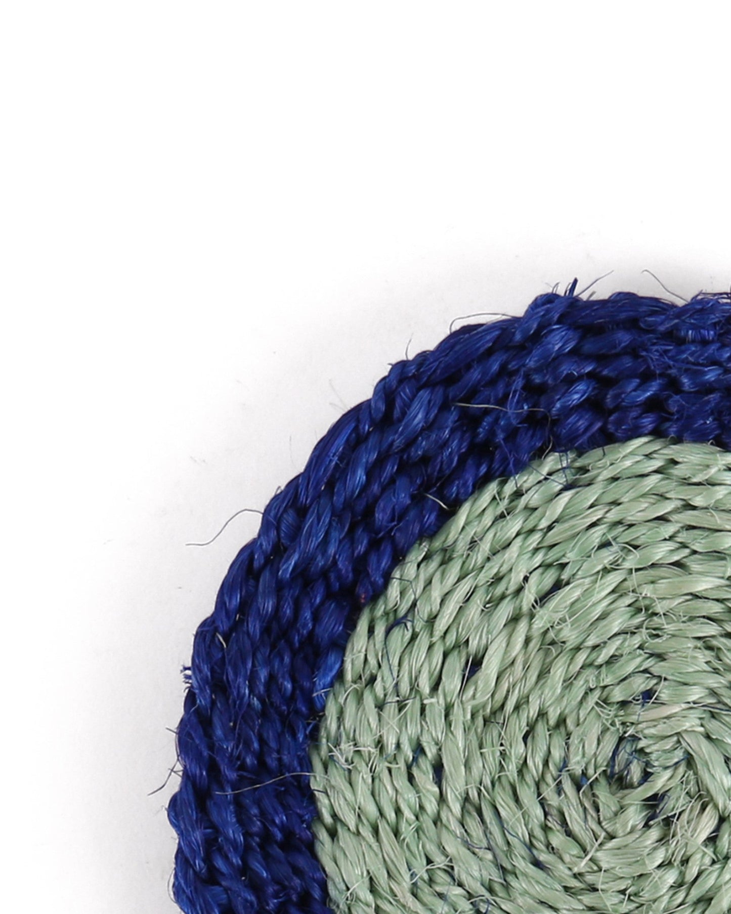 KALAMU: Sapling Green and True Blue Woven Sisal Circular Coaster