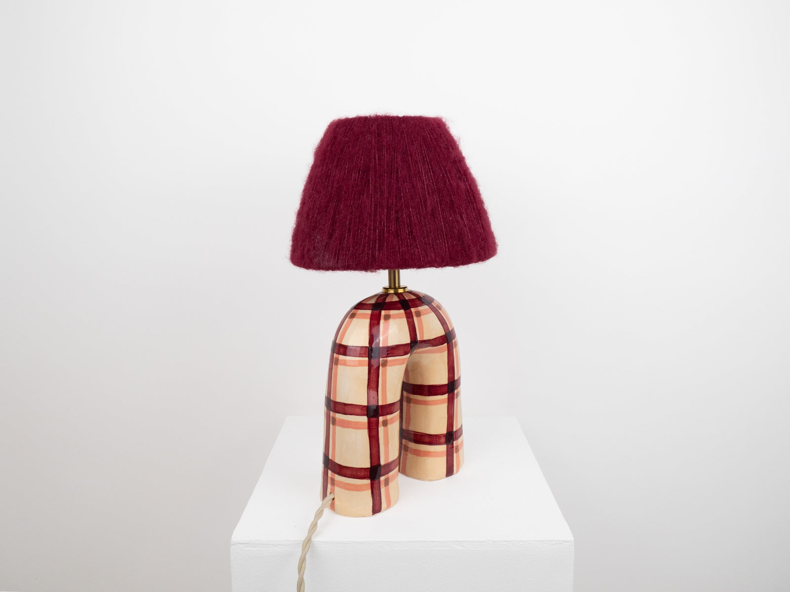 'You' Table Lamp - Maroon Gingham