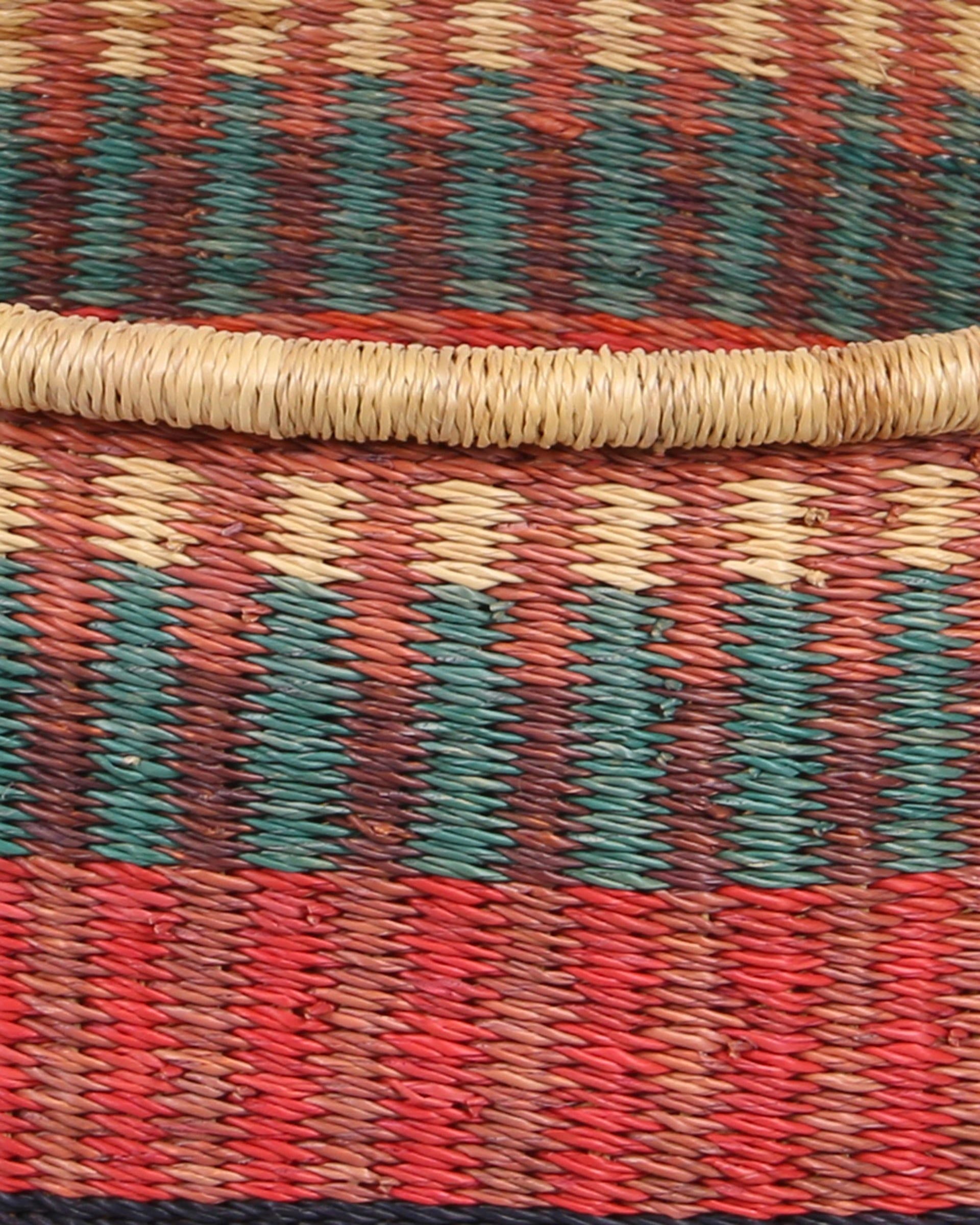 SERWA: Medium Dusty Rose, Teal and Red Floor Storage Basket with Handles