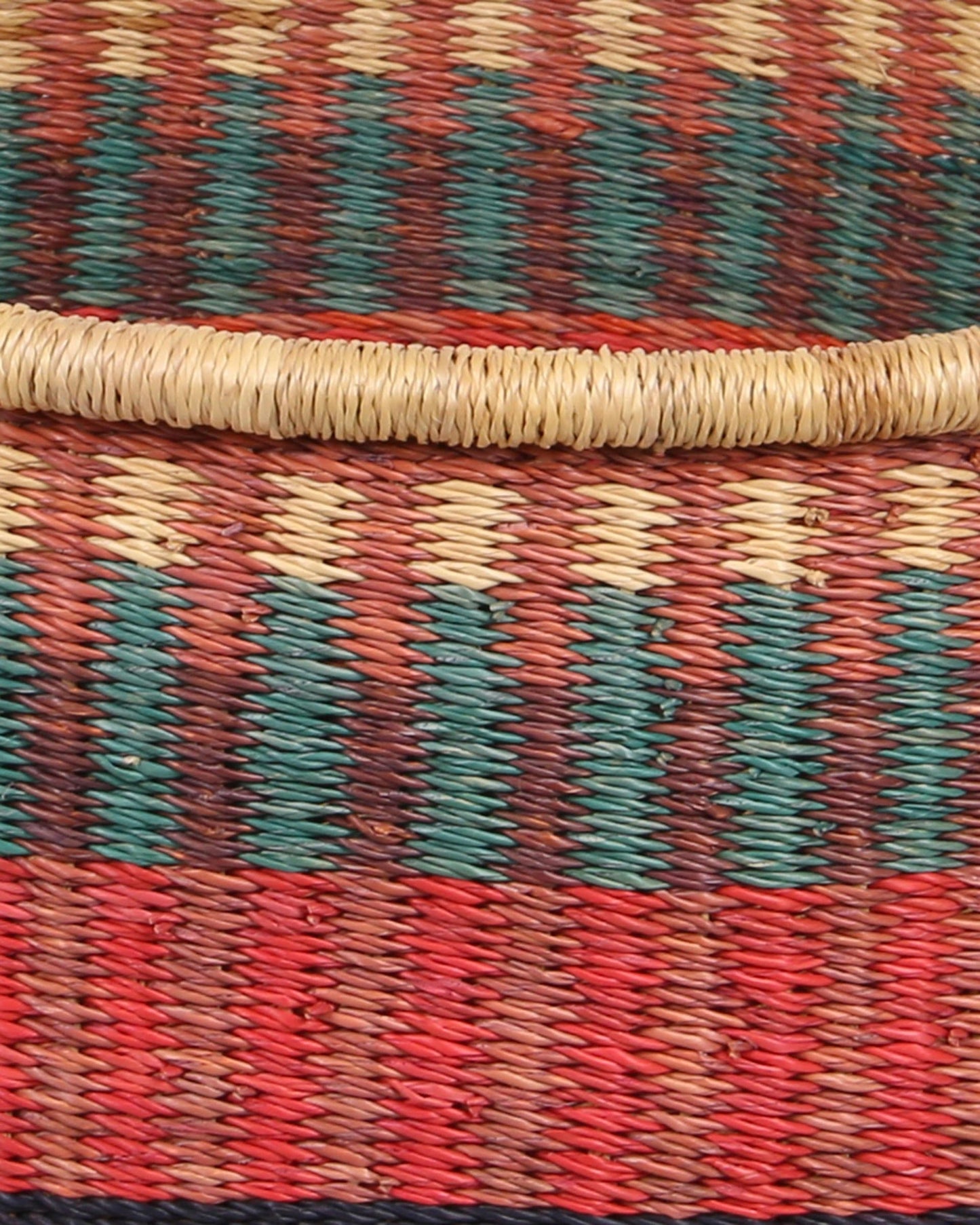 SERWA: Medium Dusty Rose, Teal and Red Floor Storage Basket with Handles