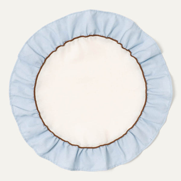 Round Ruffle Placemats Set (2), Blue-