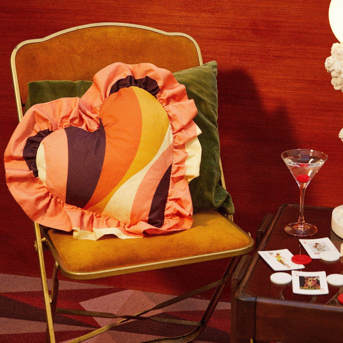 Young Hearts Ruffle Cushion in Sunset Suite