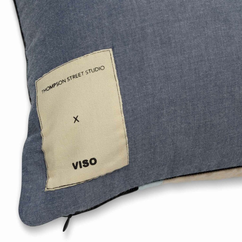Viso X Thomson Street Quilt Pillow Green, White, Grey and Black Pattern