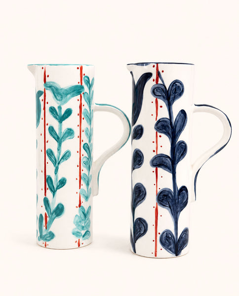 Blue Hand-Painted Ceramic Pitcher