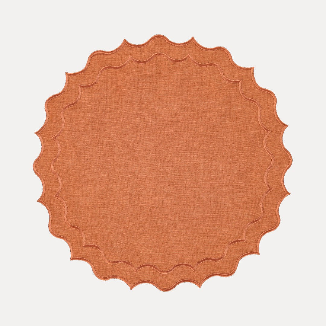 Navy Placemat, Terracotta With Terracotta
