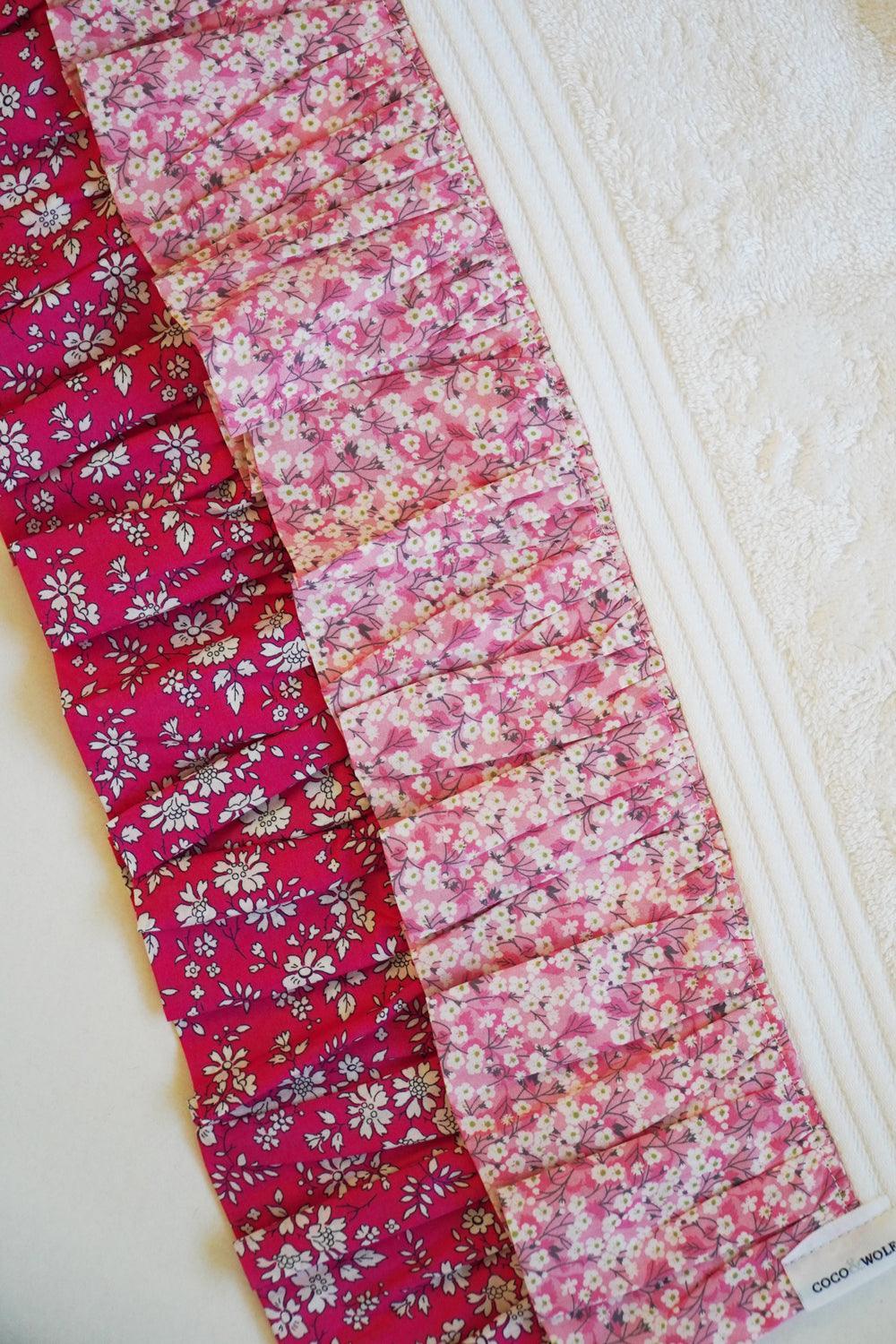 Ruffle Edge Towel Made With Liberty Fabric Mitsi Valeria & Capel Fuchsia Pink