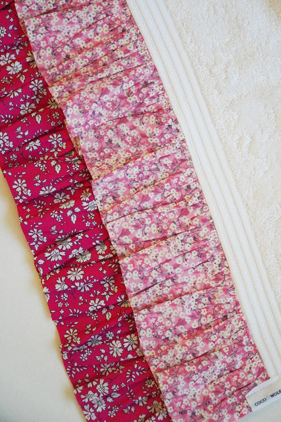 Ruffle Edge Towel Made With Liberty Fabric Mitsi Valeria & Capel Fuchsia Pink