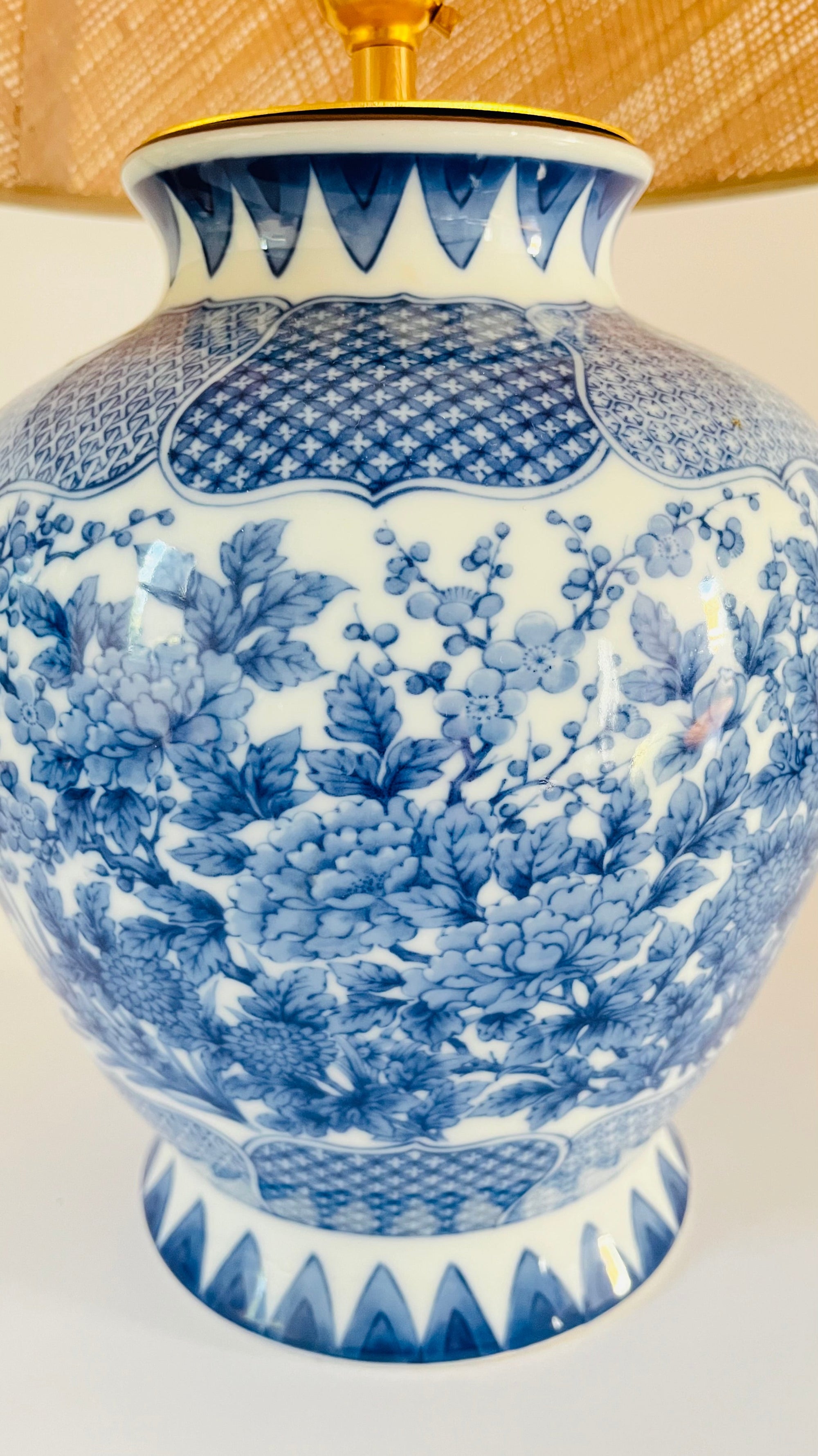 Antique Japanese Flower Lamp