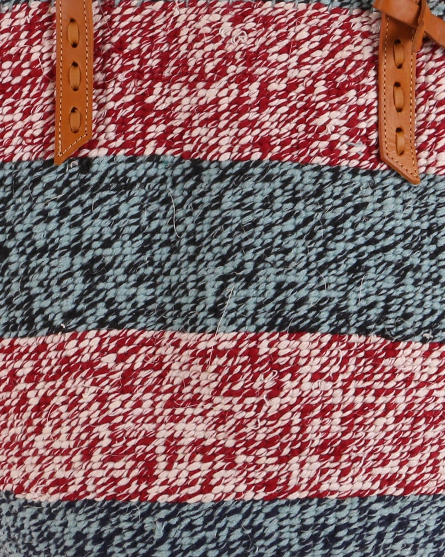 UREMBO: Handwoven Red, Blue & Black Wool Tote Bag