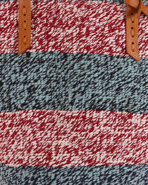UREMBO: Handwoven Red, Blue & Black Wool Tote Bag