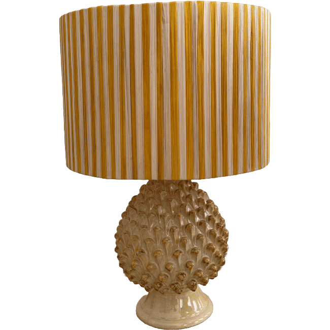 Ochre Striped Lampshade in Raffia