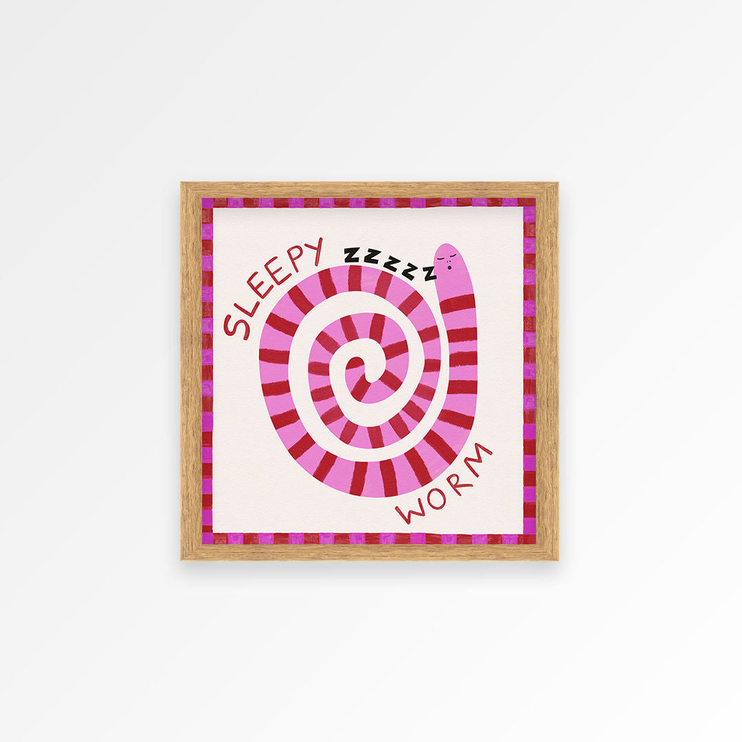 Sleepy Worm Kids Print
