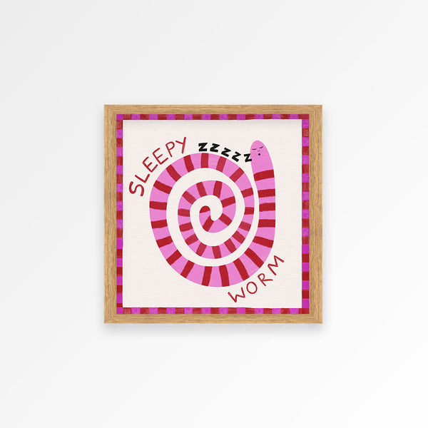 Sleepy Worm Kids Print