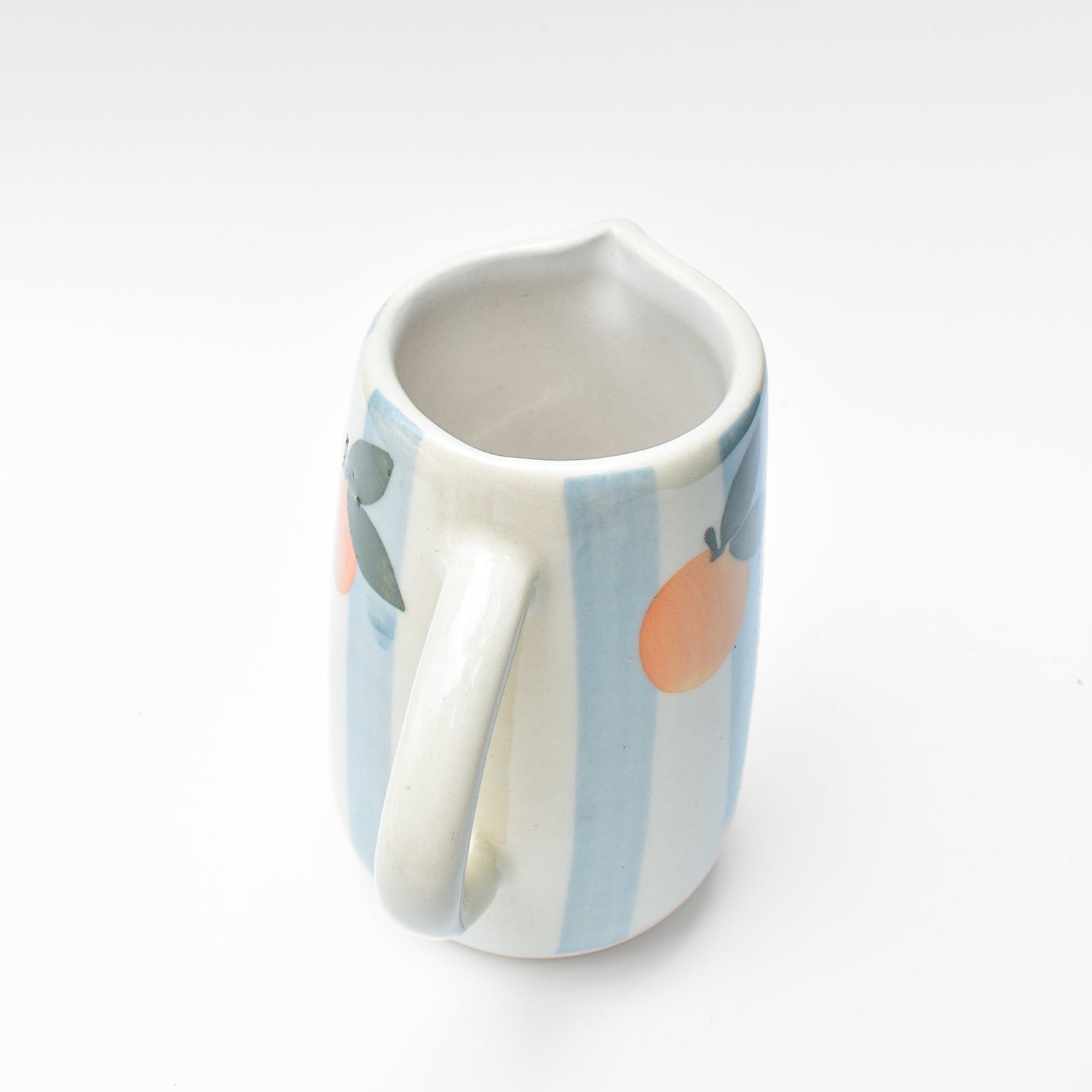 Blue Striped Orange Ceramic Pitcher , 8 x 3.5 Inches (Set of 2)