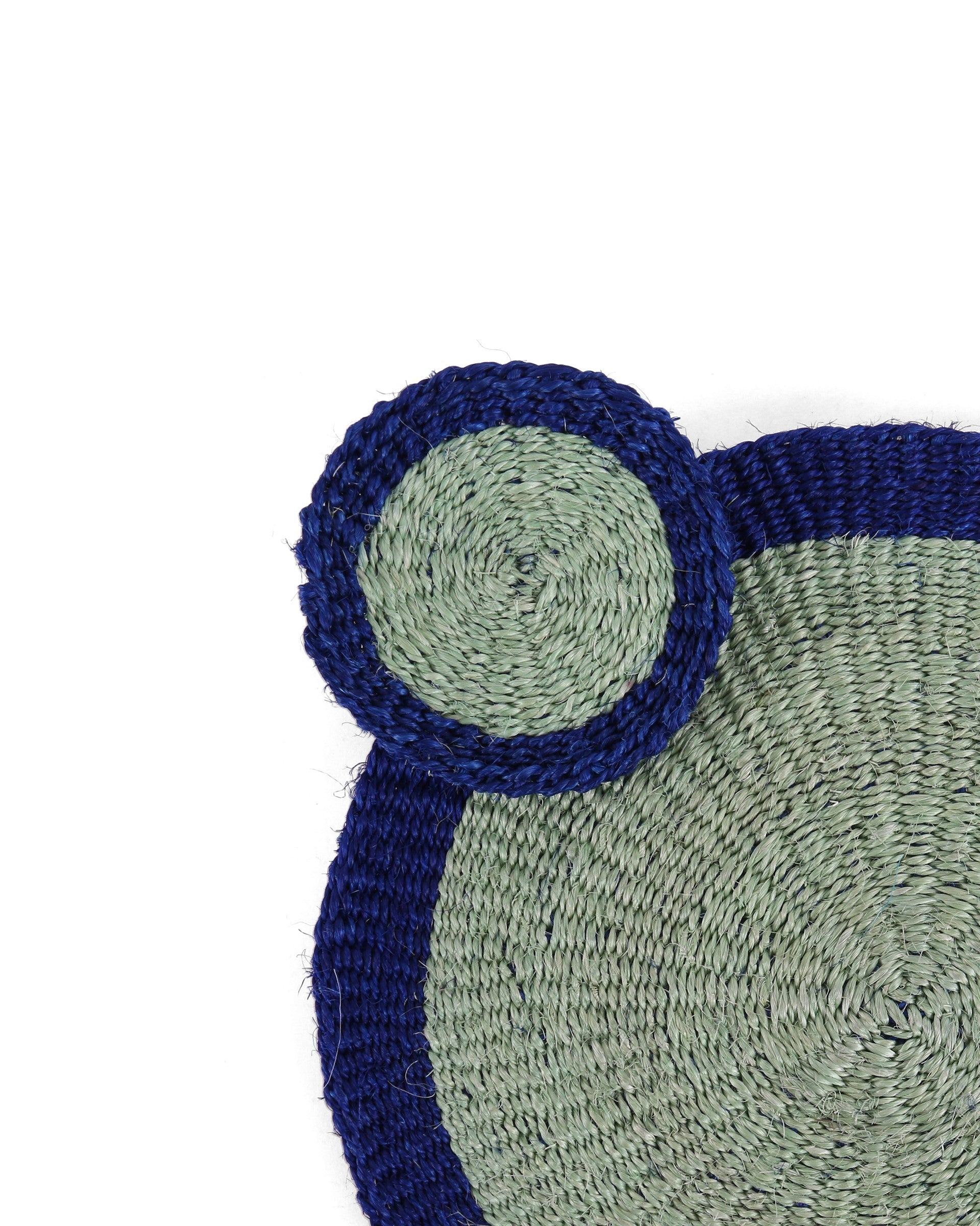 KALAMU: Sapling Green and True Blue Woven Sisal Circular Coaster