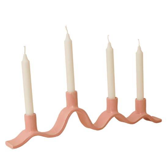 Large Wavy Candelabra - Pink